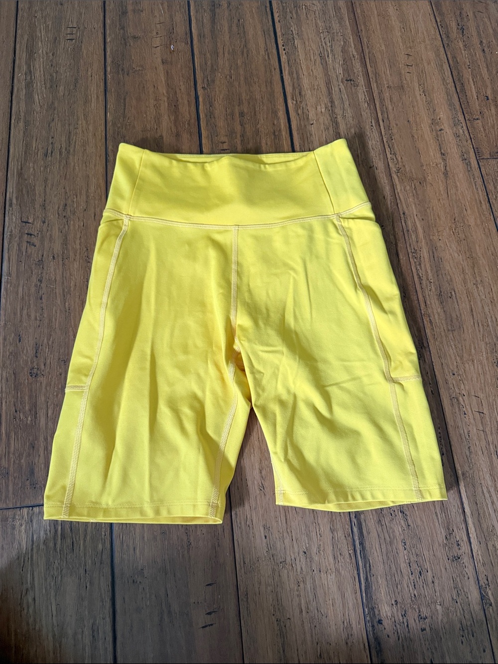 girlfriend collective Bright Yellow High-Rise Bike Shorts
